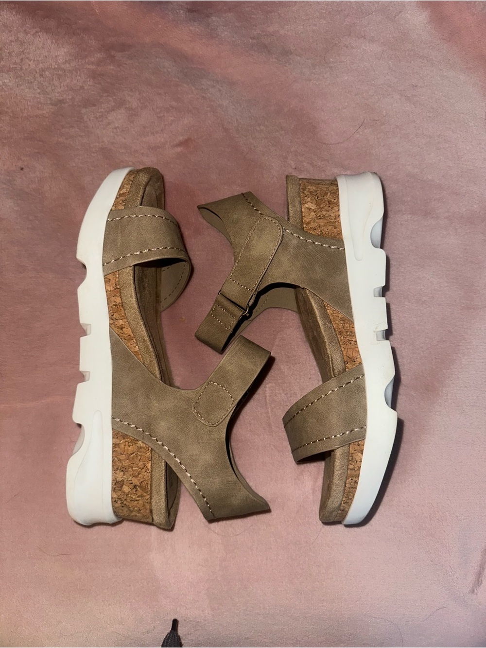 Women's Pierre Dumas Taupe Cork Platform Sandals